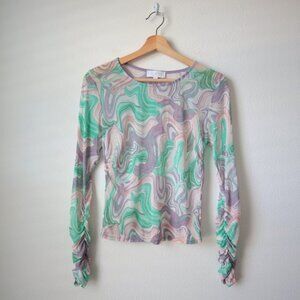 Love & Piece Sheer Swirl Top | L